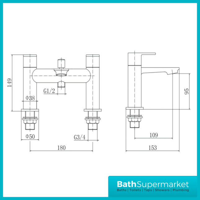 Gia Nova Chrome Bath Shower Mixer Tap With Shower Kit & Wall Bracket - Image 2