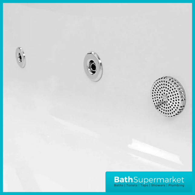 Koller Round Single Ended P Shape Whirlpool Jet Spa Bath 1700mm Front Panel & Screen With Light Option