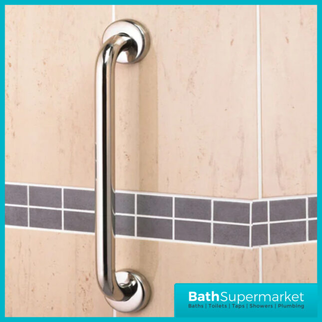 Shower Polished Chrome Straight Mobility Grab Bar Towel Rail 370mm