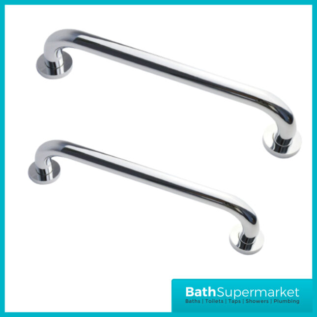 Shower Polished Chrome Straight Mobility Grab Bar Towel Rail 370mm & 400mm Size