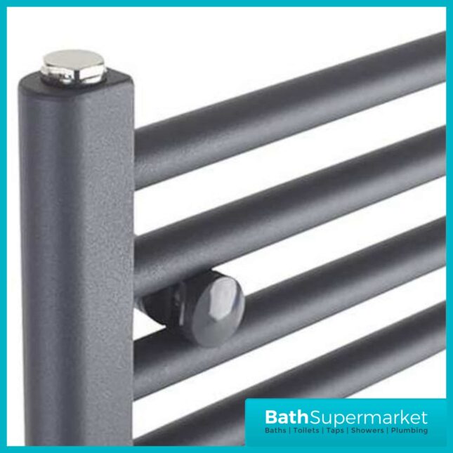 Matt Anthracite Straight Heated Towel Rail 600mm Wide-Various Heights