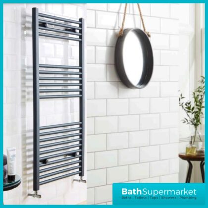 Matt Anthracite Straight Heated Towel Rail 600mm Wide-Various Heights