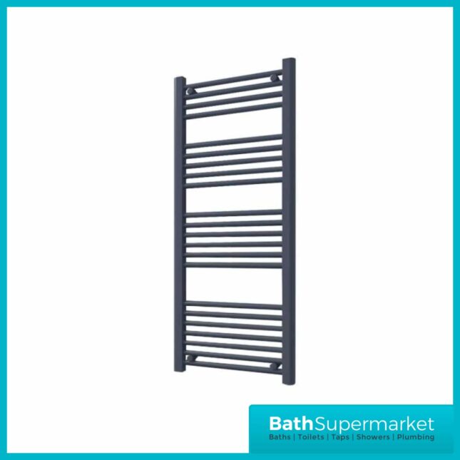 Matt Anthracite Straight Heated Towel Rail 600mm Wide-Various Heights