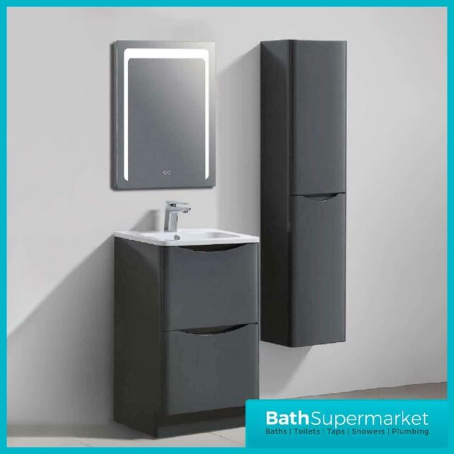 Cassellie Bali Anthracite Floor Standing Vanity Drawer Basin Unit 600mm - Image 3