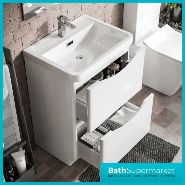 Cassellie Bali Gloss White Floor Standing Vanity Unit 600mm