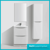 Cassellie Bali Gloss White Floor Standing Drawer Unit & Basin 600mm Wide - Image 4