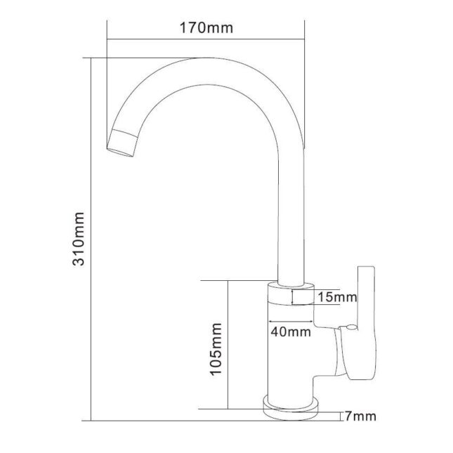 Ellsi Olona Swan Chrome Kitchen Mixer Tap - Image 2