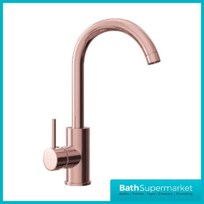 Ellsi Rose Gold Swan Neck Mono Kitchen Mixer Tap 1