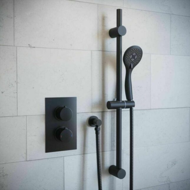 Mono Black Round Concealed Valve & Slide Rail Kit-Wall Outlet - Image 2