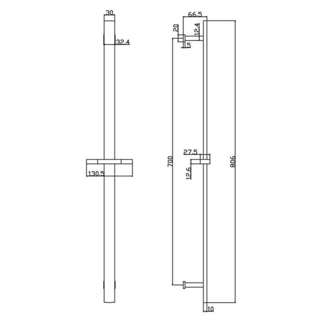 Mono Black Round Concealed Valve & Slide Rail Kit-Wall Outlet - Image 8
