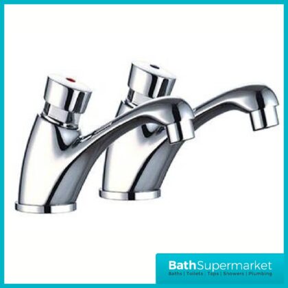 Modern Non Concussive Chrome Pair of Basin Pillar Taps