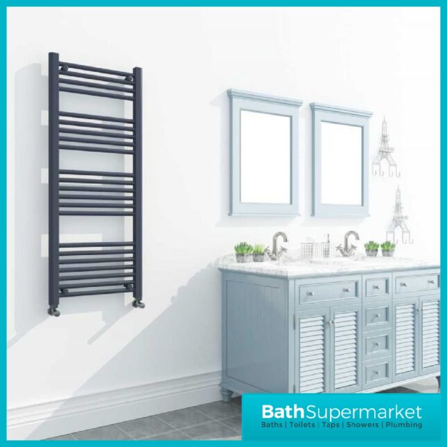 Matt Anthracite Straight Heated Towel Rail 500mm Wide-Various Heights - Image 2