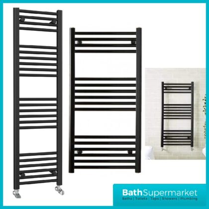 Mono Matt Black Straight Towel Rail 500mm Wide x Various Heights