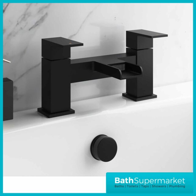 Mono Matt Black Square Waterfall Bath Filler Tap