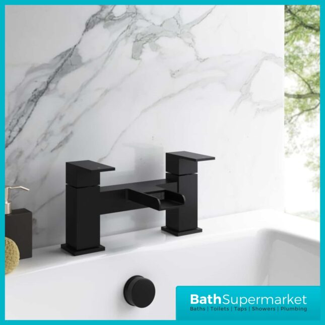 Mono Matt Black Square Waterfall Bath Filler Tap