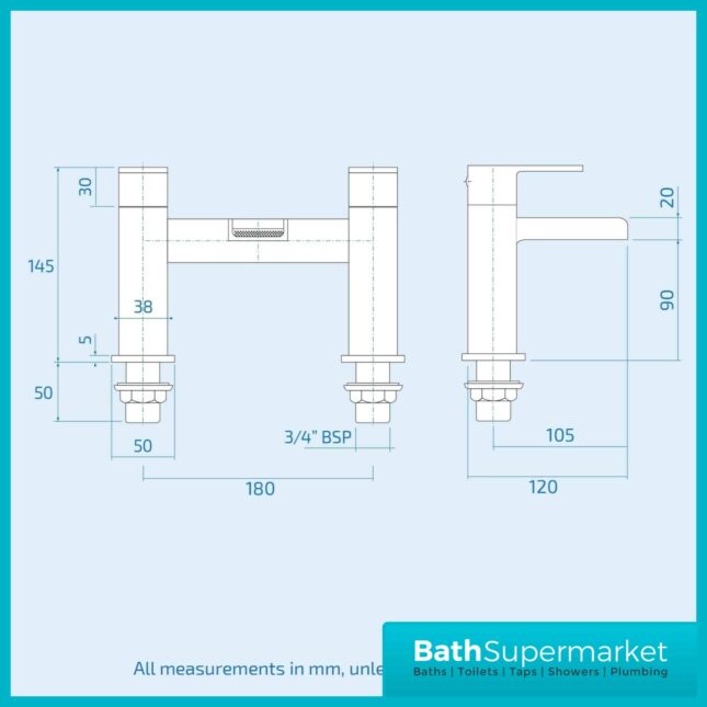 Mono Matt Black Square Waterfall Bath Filler Tap