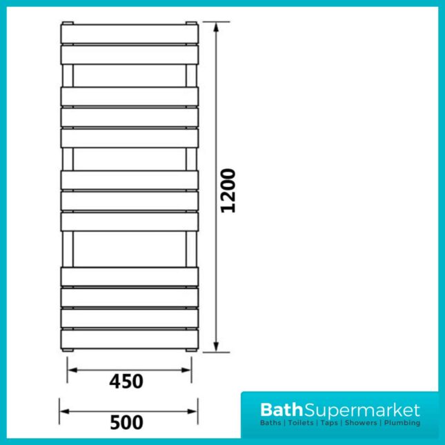 Kartell Memphis Chrome Plated Straight Towel Rail 500mm x 1200mm