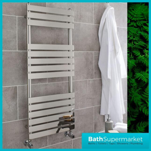 Kartell Memphis Chrome Plated Straight Towel Rail 500mm x 1200mm