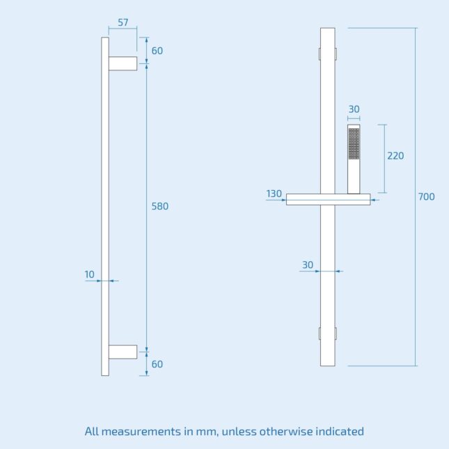 Modern Square Slide Rail Shower Kit with Hose - Image 5