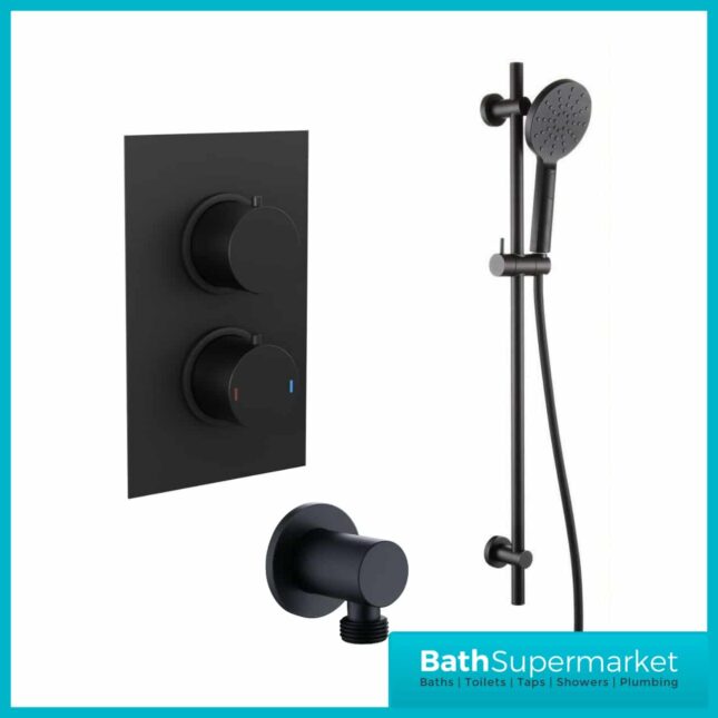 Mono Matt Black Round Slide Rail Kit With Multi-Function Shower Handset
