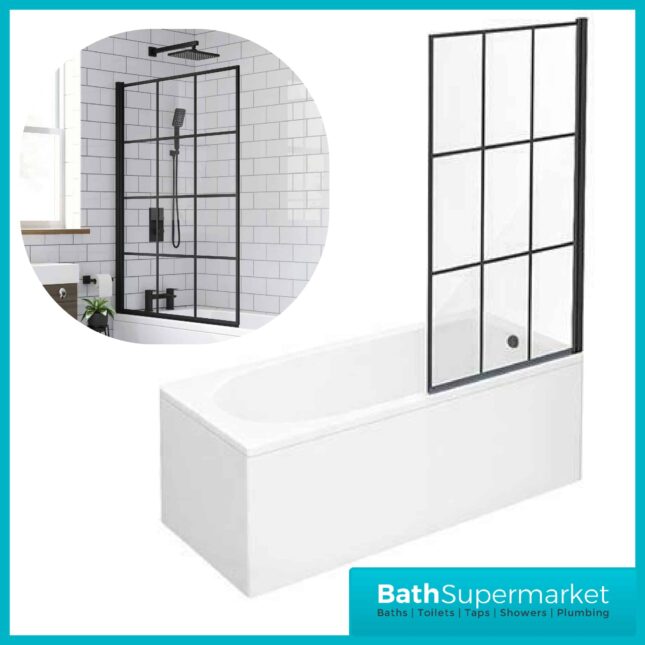 Hinged Krittal Glass Bath Screen