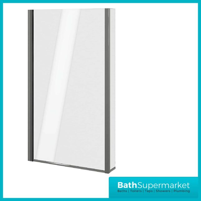 L Shaped Reversible Bath Screen With Matt Black Frame Profile - Image 2