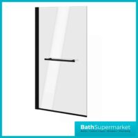 Matt Black Hinged Bath Screen With Towel Rail
