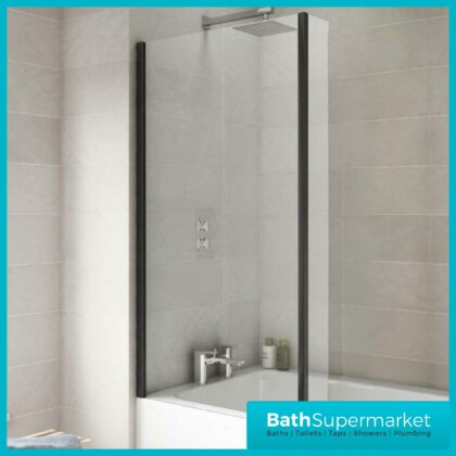 L Shape Bath Screen With Matt Black Profile