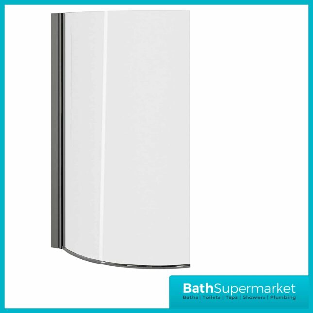 Matt Black P Shaped Hinged Bath Screen