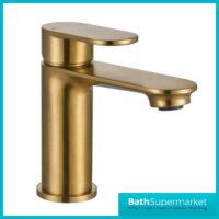 Gia Oro Brushed Brass Mono Basin Mixer Tap With Clicker Waste - Image 2
