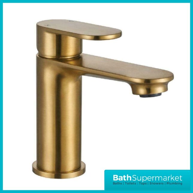 Gia Oro Brushed Brass Mono Basin Mixer Tap With Clicker Waste - Image 2