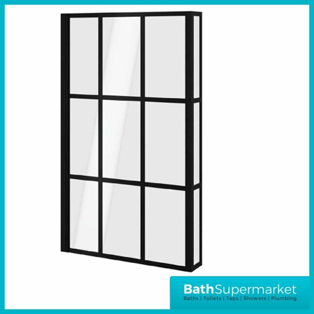 Square Black Framed Krittle Bath Screen-Fixed Return Panel - Image 2