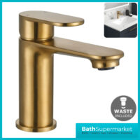 Niagara Albury Brushed Brass Mono Basin Tap & amp; Clicker Waste