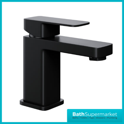 Elsi Lanza Matt Black Mono Basin Mixer Tap-Clicker Waste