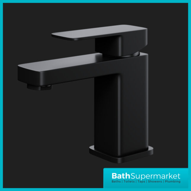 Elsi Lanza Matt Black Mono Basin Mixer Tap With Clicker Waste - Image 2