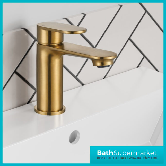 Niagara Albury Brushed Brass Mono Basin Tap & amp; Clicker Waste