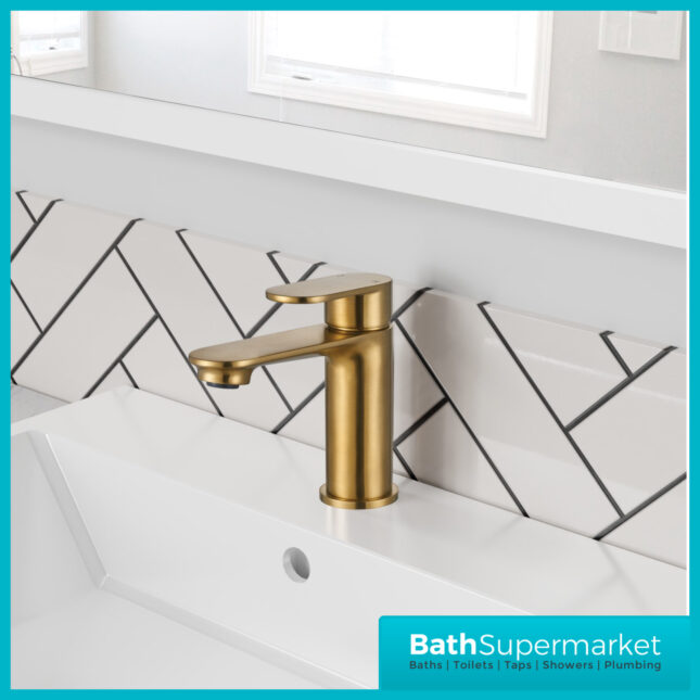 Niagara Albury Brushed Brass Mono Basin Tap & amp; Clicker Waste