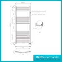 K-Rail Chrome Straight Heated Towel Rail 500mm Width x 1200mm Height