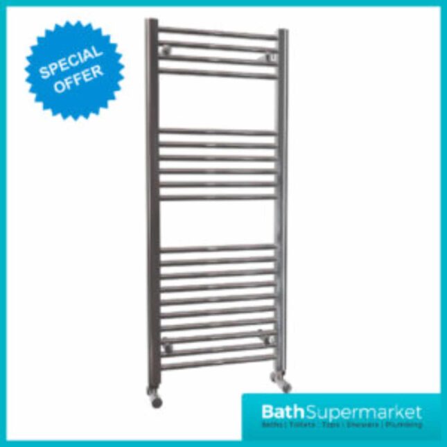 K-Rail Chrome Straight Heated Towel Rail 500mm Width x 1200mm Height
