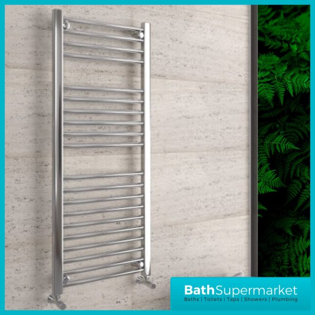 K-Rail Chrome Straight Heated Towel Rail 500mm Width x 1200mm Height