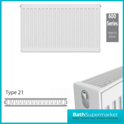 Kartell K-Rad Type 21 Double Panel Convector Radiator 600mm High Sizes – Various Widths