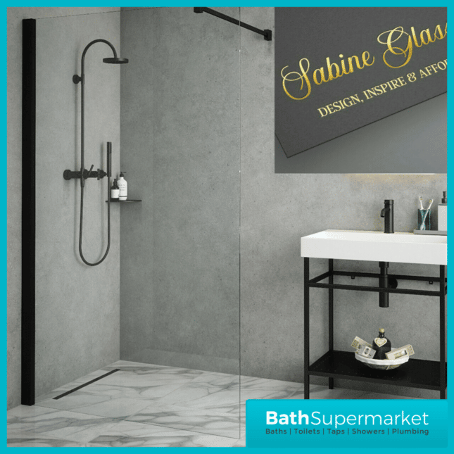 Sabine Mono Black Wetroom Screen And Flipper