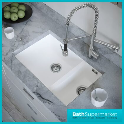 Ellsi Comite 1.5 Undermounted-Insert Sink 670x440x200 Matt White Kitchen Sink