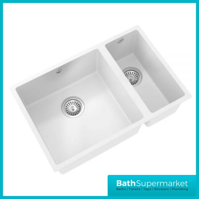 Ellsi Comite 1.5 Undermounted-Insert Sink 670x440x200 Matt White Kitchen Sink