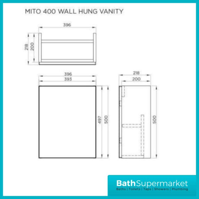 Elation Mito Pearl Grey 400mm Wall Hung Vanity Unit