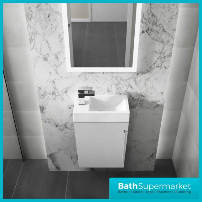 Elation Mito Pearl Grey Wall Hung Vanity Unit & Basin 400mm - Image 2