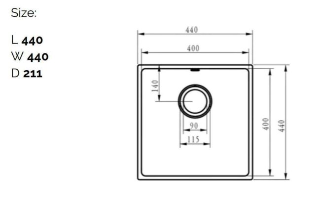 Ellsi Comite Undermounted-Insert Sink 440x440x205 Matt White Kitchen Sink - Image 5