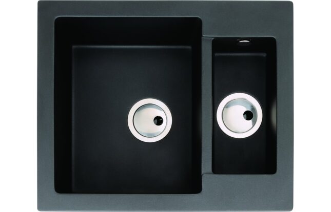 Abode Zero 1.5B Granite Inset Kitchen Sink - Black Metallic - Image 2