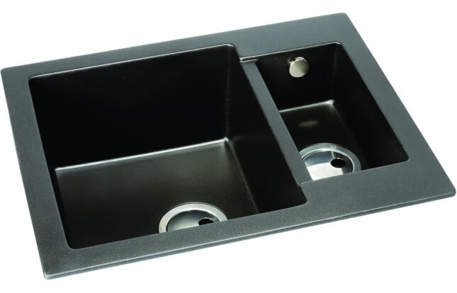 Abode Zero 1.5B Granite Inset Kitchen Sink - Black Metallic - Image 3