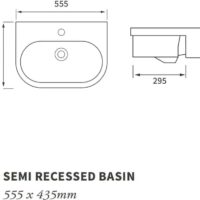 AquaVolere Tiatro 555 x 435mm 1TH Semi Recessed Basin - Image 3